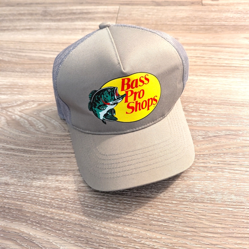 Bass Pro Shops Grey Snapback Trucker Hat